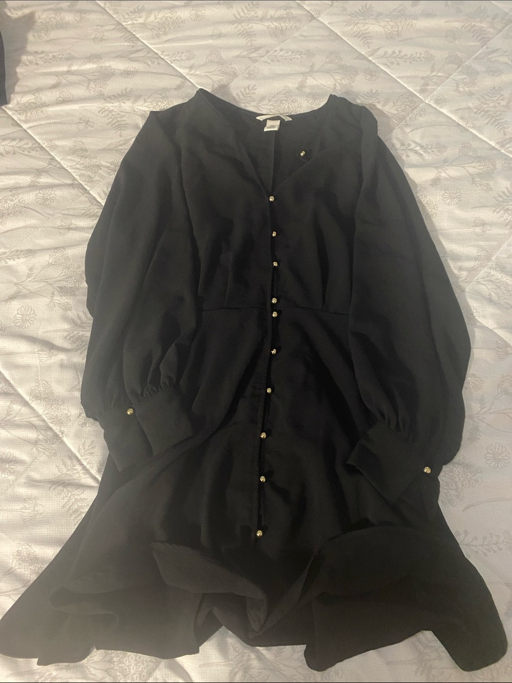 H&M Black Blouse with Tag Detail